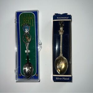2 Vintage Souvenir Spoon New York Statue of Liberty Silver Plated Collectibles!!